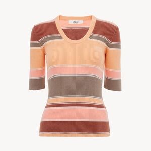 ✨ NEW CHLOE Striped ribbed-knit cotton top $850